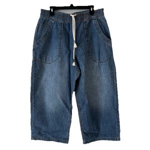 Free People Easy Peasy Women's Size Large Blue Denim Pull On Jeans NWOt NEW!